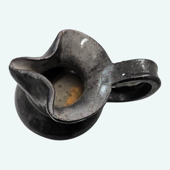 Handcrafted Black Ceramic Creamer Pitcher With Spout & Handle - Picture 2 of 7